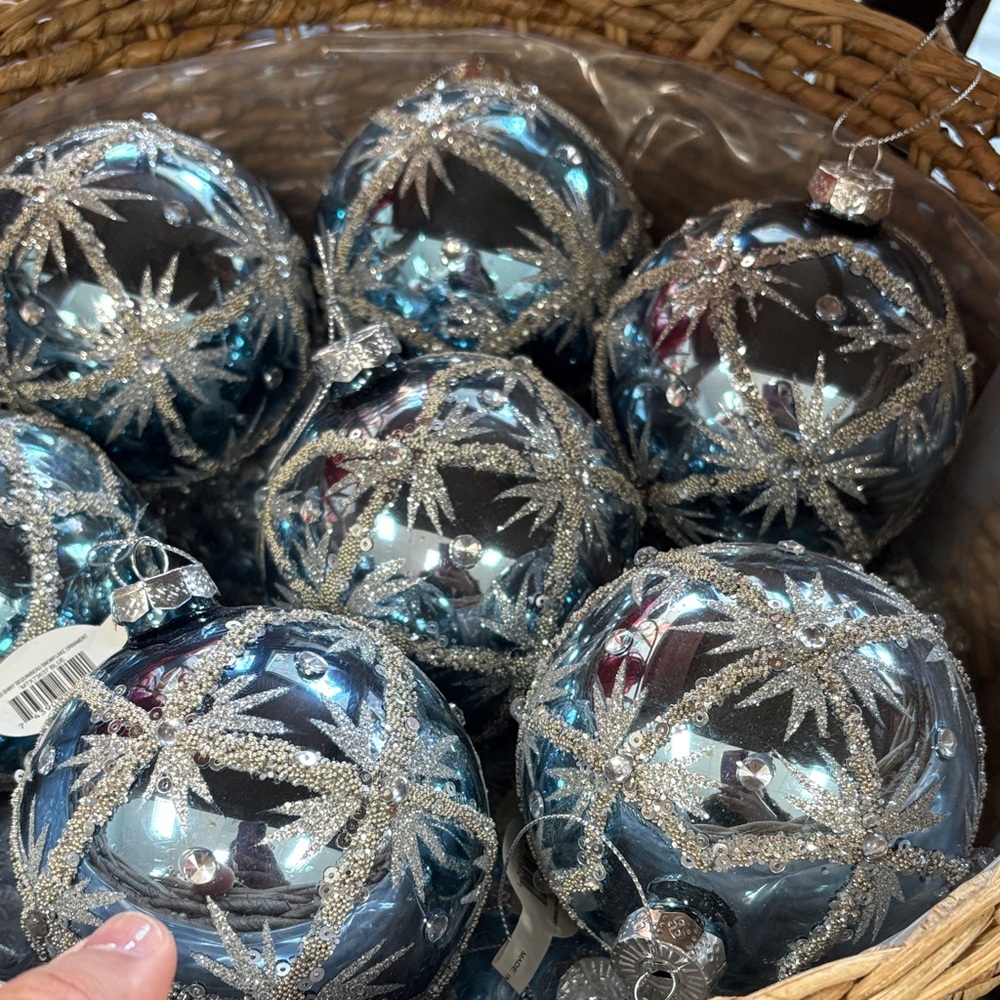 Holiday Sparkle Silver-Blue Ornament
